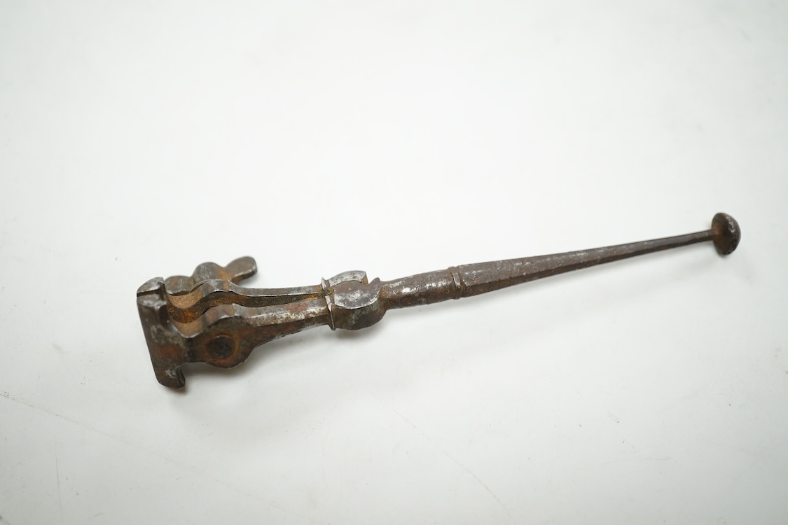 An antique watchmaker’s or jeweller’s vice, 11.5cm in length